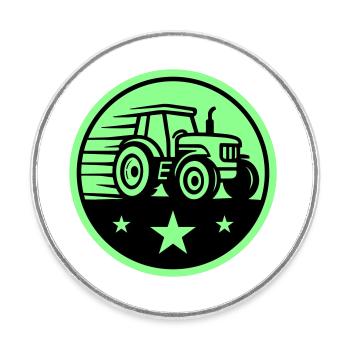 Traktor Farmer - Runder Kühlschrankmagnet - Weiß - Vorne