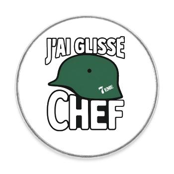 j’ai Glissé chef - Magnet rond - blanc - Devant