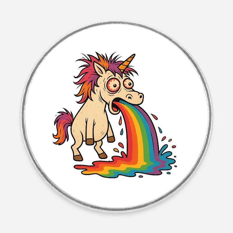 kotzendes Einhorn - Runder Kühlschrankmagnet - Weiß