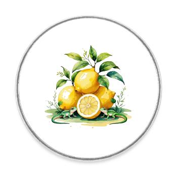 Zitronen & Eidechsen - Frucht trifft Wildnis - Runder Kühlschrankmagnet - Weiß - Vorne