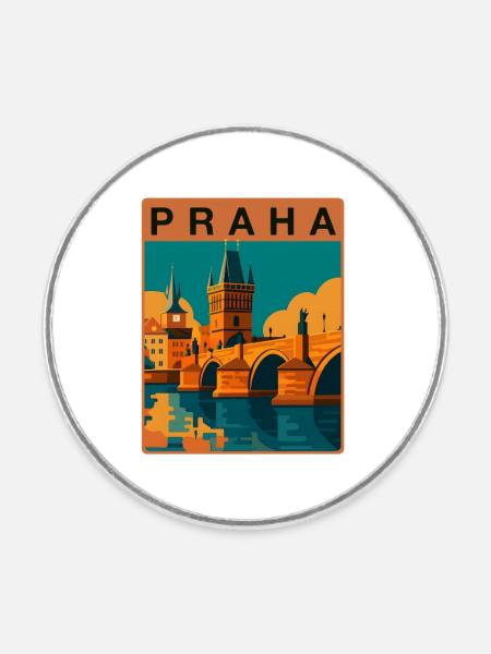 Prag Karlsbrücke - Runder Kühlschrankmagnet - Weiß