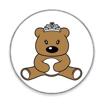fille princesse koenigin couronne fille féminine - Magnet rond - blanc - Devant