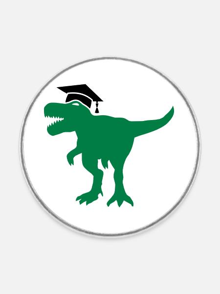 Dinosaurier Doktorhut Promotion Dissertation - Runder Kühlschrankmagnet - Weiß