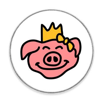 Pricess Pig Head - Runder Kühlschrankmagnet - Weiß - Vorne