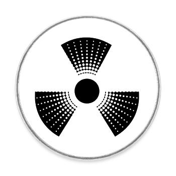atom symbol radioactive atomic sign danger eight - Round  fridge magnet - white - Front