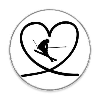 I love Ski - Runder Kühlschrankmagnet - Weiß - Vorne