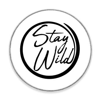 circle ring around wilderness design stay wild text logo - Round  fridge magnet - white - Front