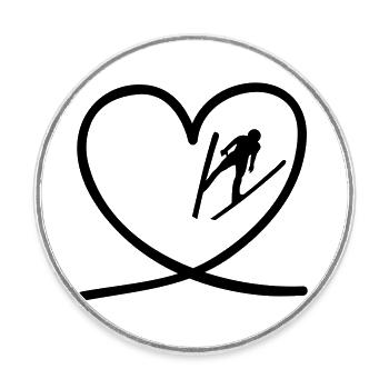 I love Skispringen - Runder Kühlschrankmagnet - Weiß - Vorne