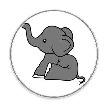 éléphant assis veau doux petit enfant bébé clipart - Magnet rond - blanc - Devant