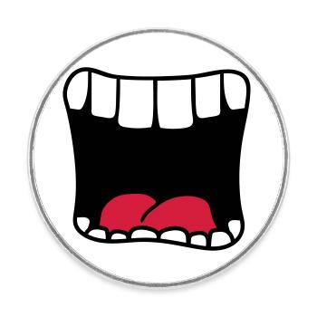 mund schreien grosses maul bruellen comic cartoon - Runder Kühlschrankmagnet - Weiß - Vorne