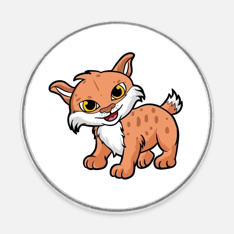 lynx - Round  fridge magnet - white