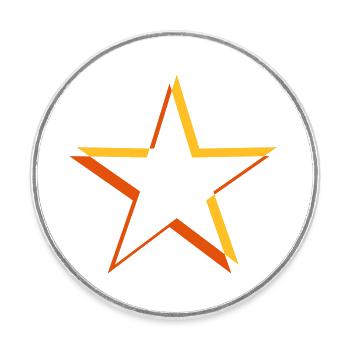 Yellow 3D star - Round  fridge magnet - white - Front