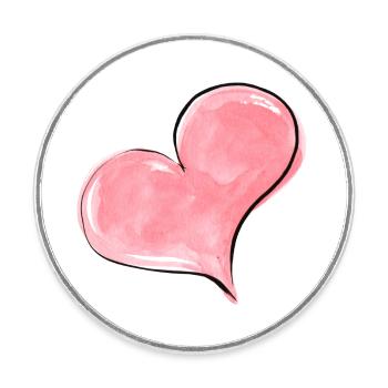 Herz Aquarell Rosa - Runder Kühlschrankmagnet - Weiß - Vorne
