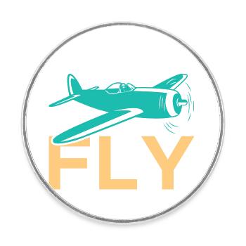 Né pour pilote d’aviation - Magnet rond - blanc - Devant