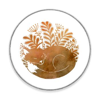 Lis - Renard - Magnet rond - blanc - Devant