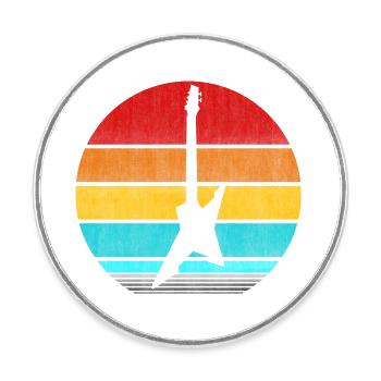 guitare électrique - Magnet rond - blanc - Devant