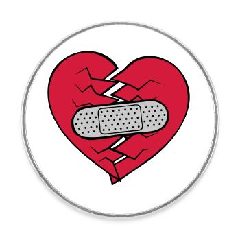 Patch heart broken - Round  fridge magnet - white - Front