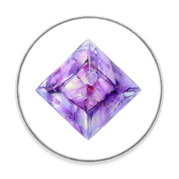 Watercolor Crystal - Round  fridge magnet - white - Front