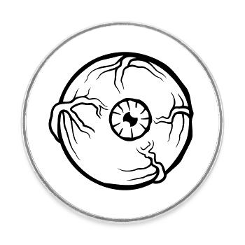 Œil d’horreur grande pupille - Magnet rond - blanc - Devant