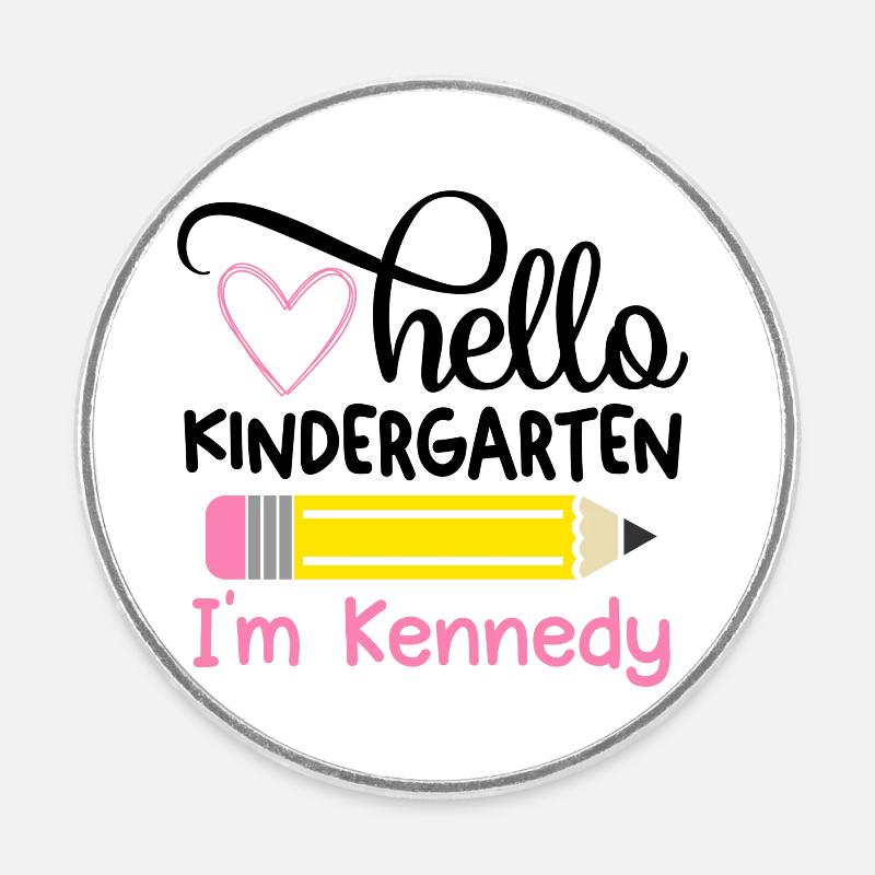 Hello Kindergarten - Round  fridge magnet - white