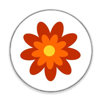 70s Flower Pattern - Round  fridge magnet - white - Front