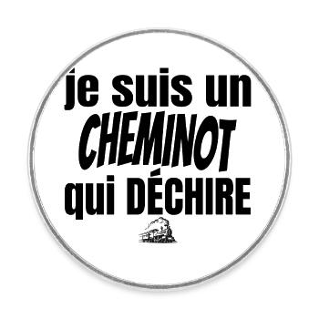 cheminot qui déchire - Magnet rond - blanc - Devant