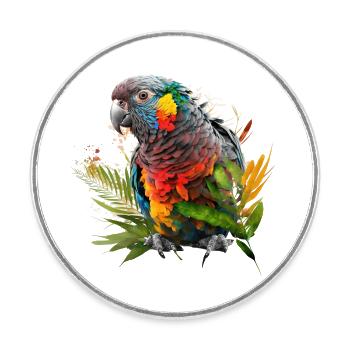 Bunter Papagei im Splash Art Design - für alle - Runder Kühlschrankmagnet - Weiß - Vorne