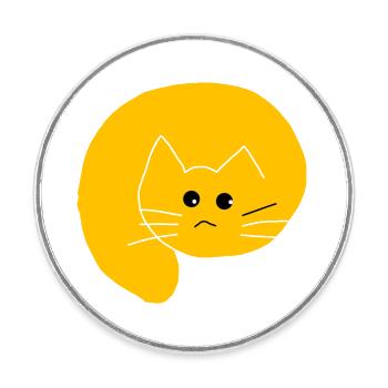 Chat jaune - Magnet rond - blanc - Devant