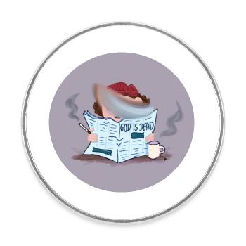 Karikatur Zeitung lesen - Runder Kühlschrankmagnet - Weiß - Vorne