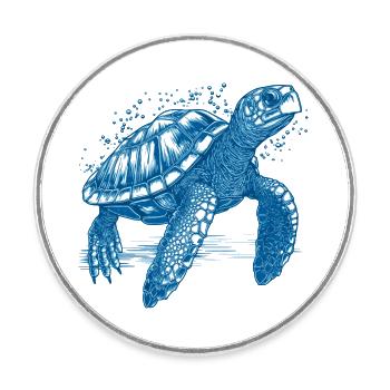 Turtle swimming freely in the sea - Round  fridge magnet - white - Front