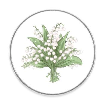 Blumenstrauß vom Maiglöckchen - Runder Kühlschrankmagnet - Weiß - Vorne