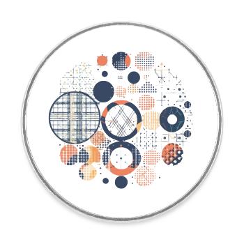 Geometrisches Vintage-Muster - Runder Kühlschrankmagnet - Weiß - Vorne