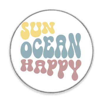 Sun Ocean Happy - Runder Kühlschrankmagnet - Weiß - Vorne