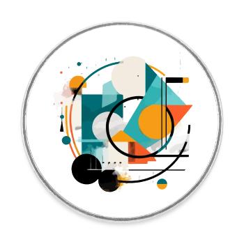 Abstraktes geometrisches Design - Runder Kühlschrankmagnet - Weiß - Vorne