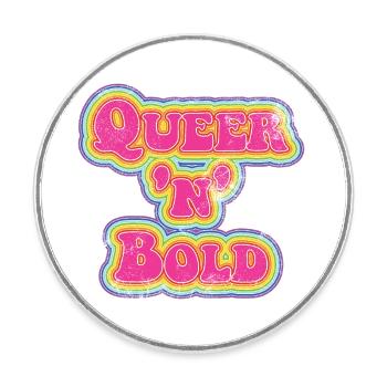 Queer ’n’ Bold Rainbow Vintage - Runder Kühlschrankmagnet - Weiß - Vorne
