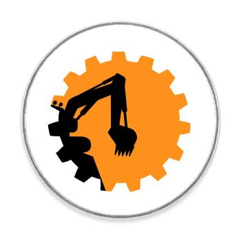 Bagger Baggerschaufel Baggerfahrer Baustelle - Runder Kühlschrankmagnet - Weiß - Vorne