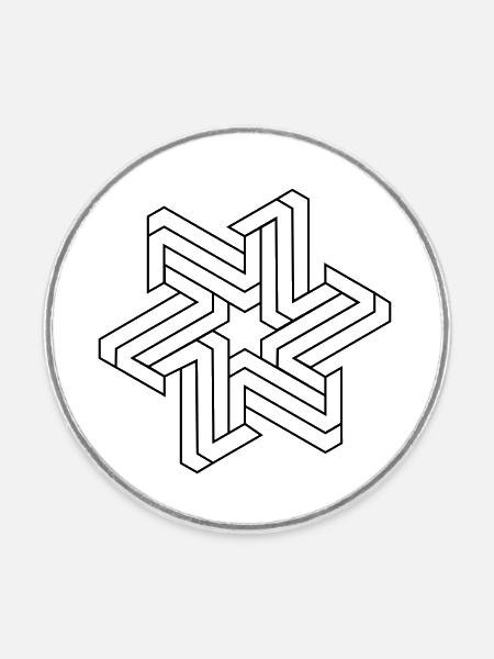Star, Moorish Pattern, Azulejo, Alhambra - Round  fridge magnet - white