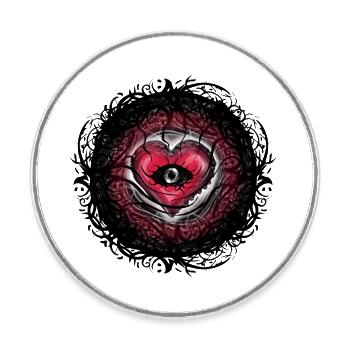 Red gothic heart with eye and black tendrils - Round  fridge magnet - white - Front