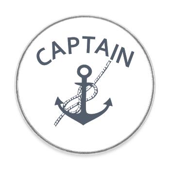 BOAT CAPTAIN - Round  fridge magnet - white - Front