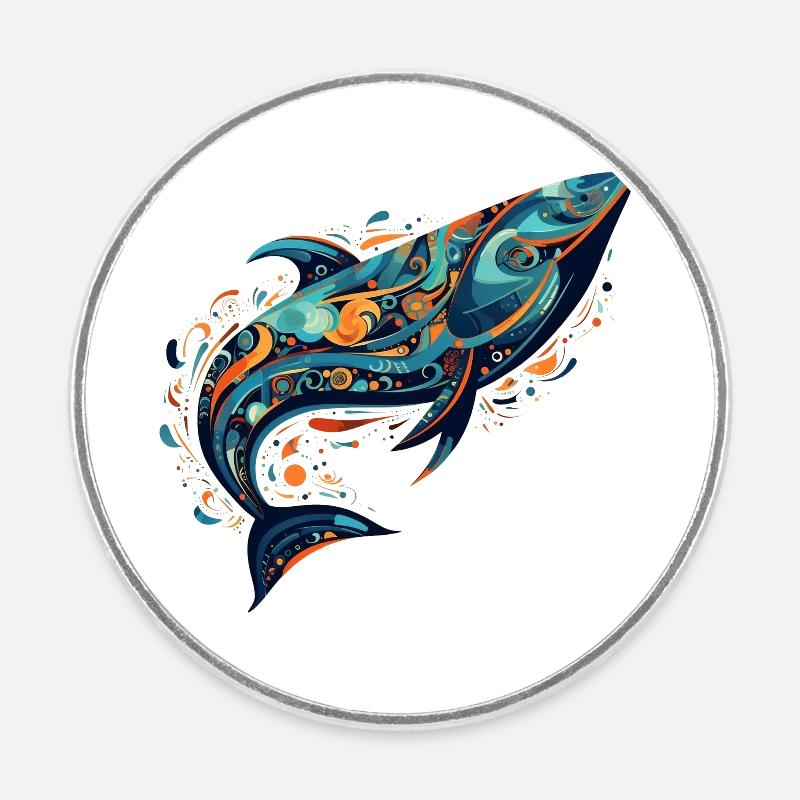 Whale - Abstract - Magnet rond - blanc