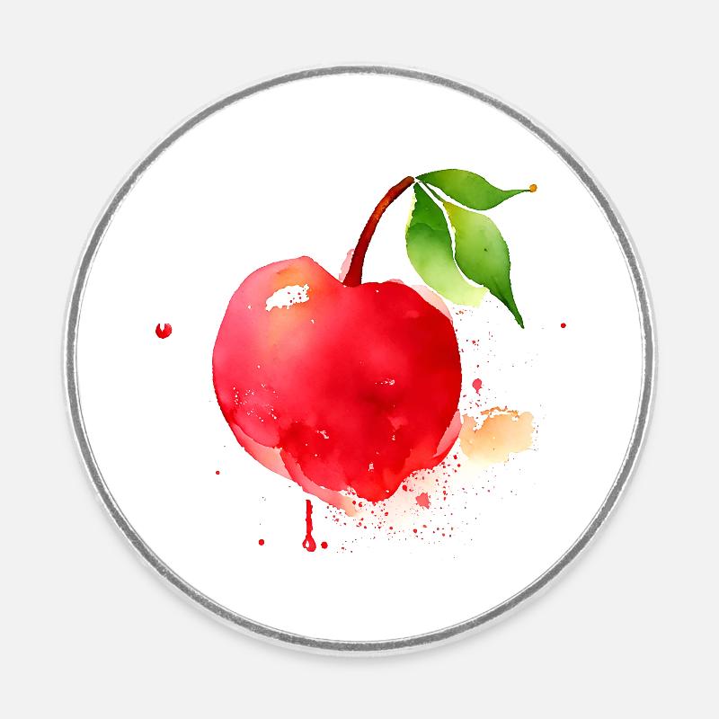 Cherry Splash - Round  fridge magnet - white
