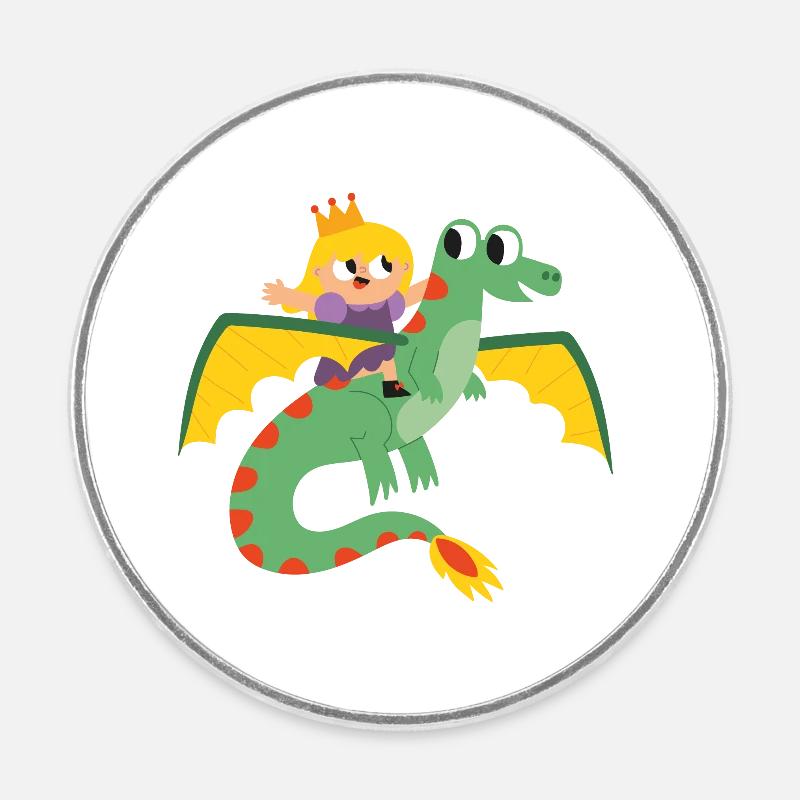 La princesse et le dragon - Magnet rond - blanc