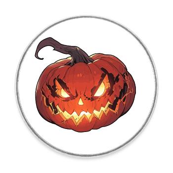 Eerie Glowing Jack-o'-Lantern. - Round  fridge magnet - white - Front