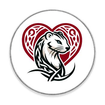 Ermine Tribal Heart from Brittany - Round  fridge magnet - white - Front