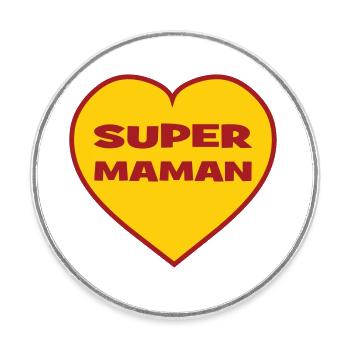 Super Maman - Fête des Mères - Magnet rond - blanc - Devant
