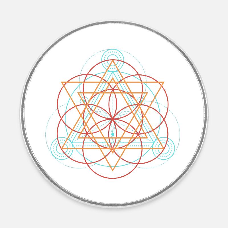 Géométrie sacrée colorée - Magnet rond - blanc