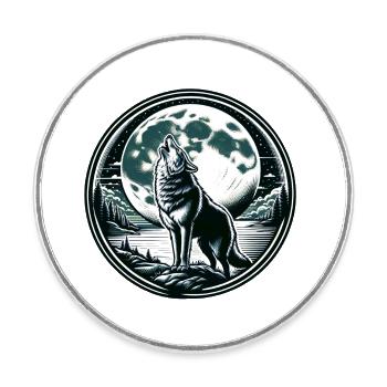 Wolf Mond Werwolf Heulen - Runder Kühlschrankmagnet - Weiß - Vorne