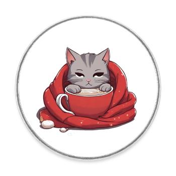 Adorable Cat - Round  fridge magnet - white - Front