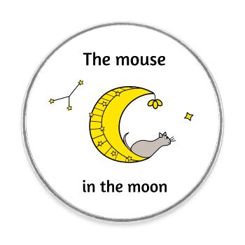 The mouse in the moon - Round  fridge magnet - white - Front