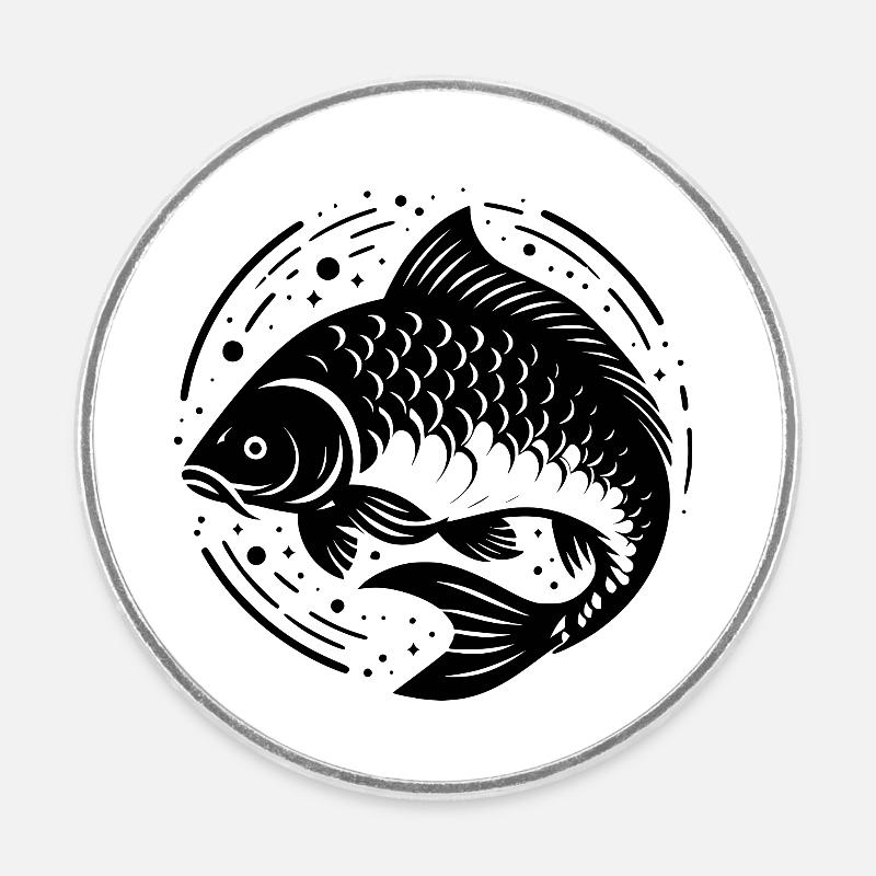Carp creative, transparent - Round  fridge magnet - white